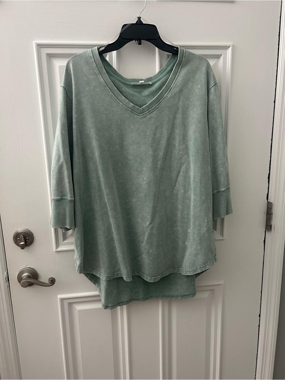 Washed Sage V-Neck Women's Top